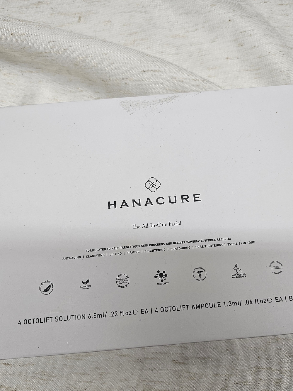 Hanacure All-In-One Facial Set 4 Treatments Octolift Ampoules Gelling Solution